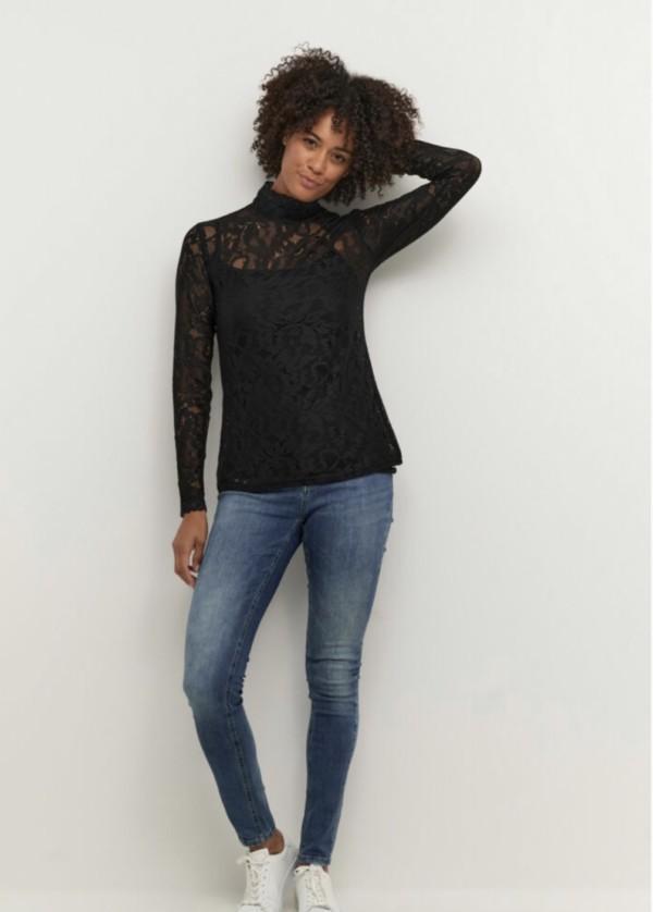 Culturen musta pitkähihainen pitsipaita - Image 4