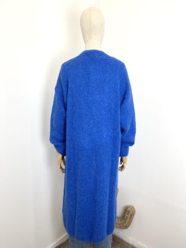 Pitkä neuletakki, sähkönsininen - Image 6