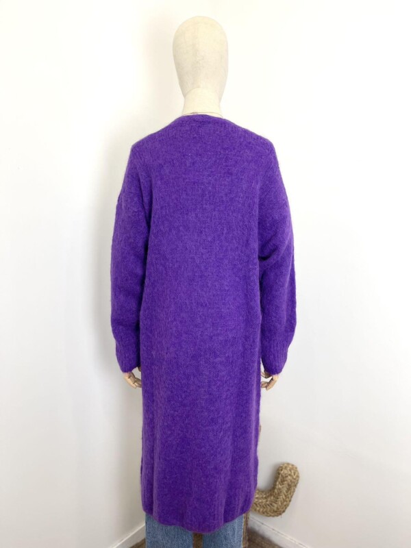 Pitkä neuletakki, lilanvärinen - Image 4