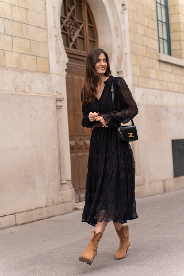 Musta tyylikäs pitkä mekko - Image 2