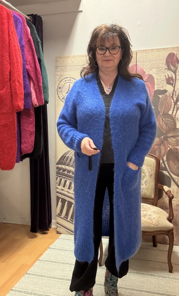 Pitkä neuletakki, sähkönsininen