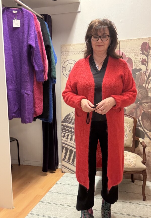 Pitkä neuletakki,  punainen