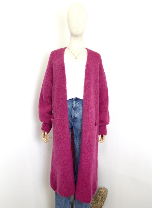 Pitkä neuletakki,  vadelmanpunainen - Image 2