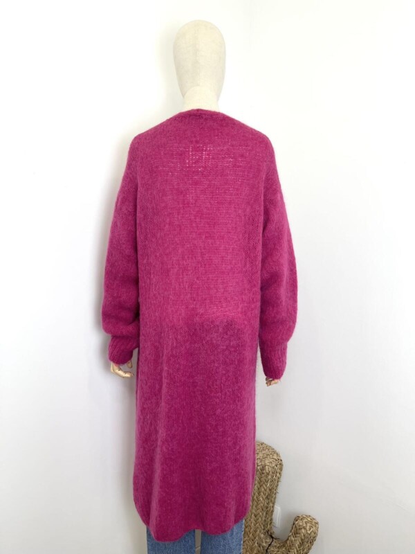 Pitkä neuletakki,  vadelmanpunainen - Image 3