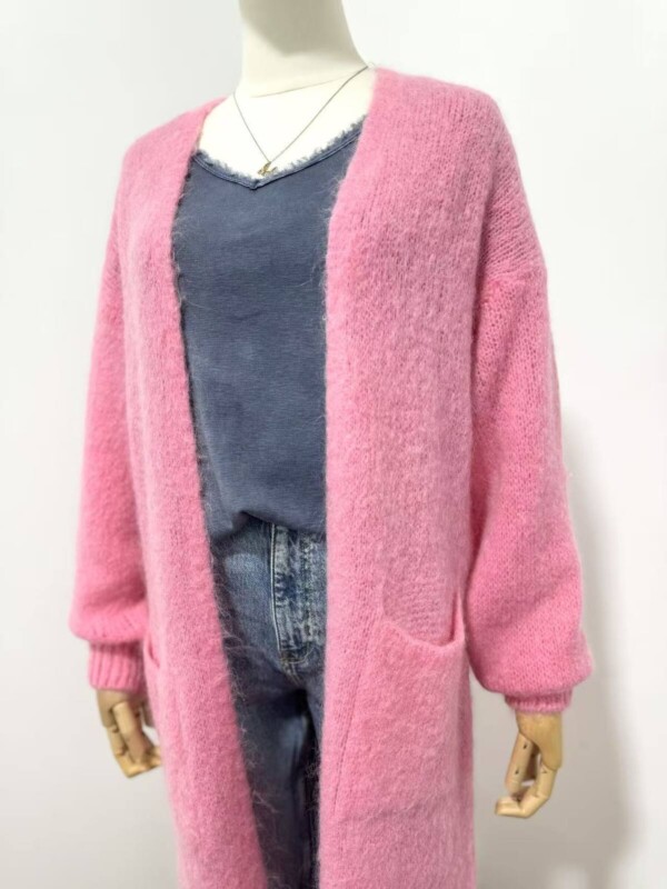 Pitkä neuletakki,  lohevärinen - Image 2