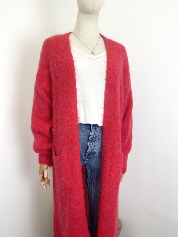 Pitkä neuletakki,  punainen - Image 5