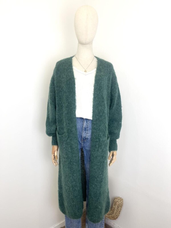 Pitkä neuletakki, vihreä - Image 5