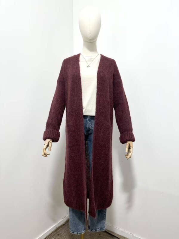 Pitkä neuletakki,  punaruskea - Image 5