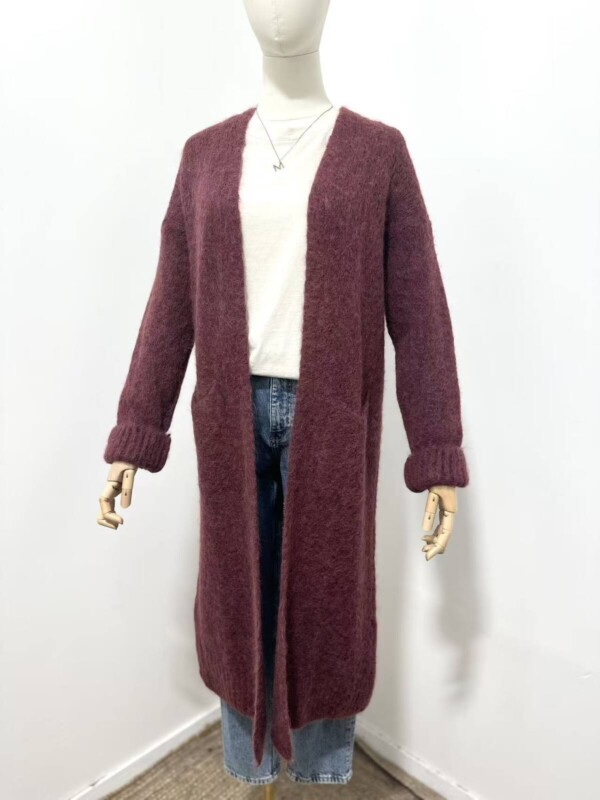 Pitkä neuletakki,  punaruskea - Image 4