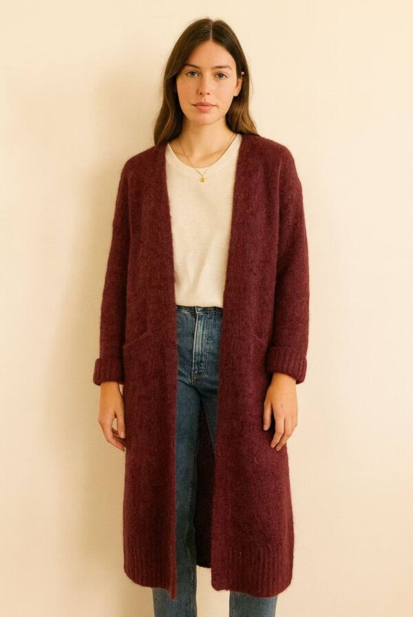 Pitkä neuletakki,  punaruskea