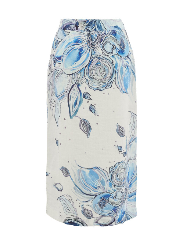 Dolcezza pitkä pellavahame – “Blue Flowers” 💙 - Image 5