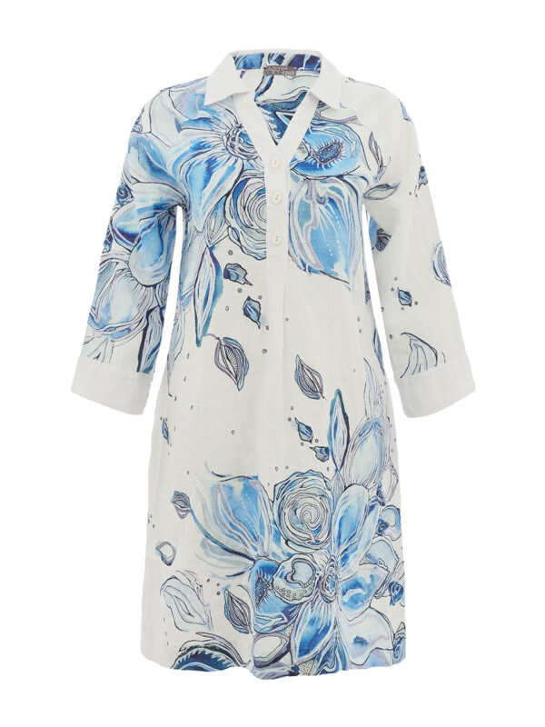 Dolzeccan pellavatunika / mekko – “Blue Flowers” by Amy Tieman