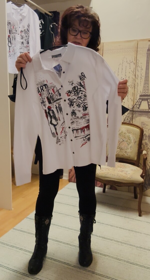 Dolcezza valkoinen pitkähihainen kauluspaita - Piano Blues III