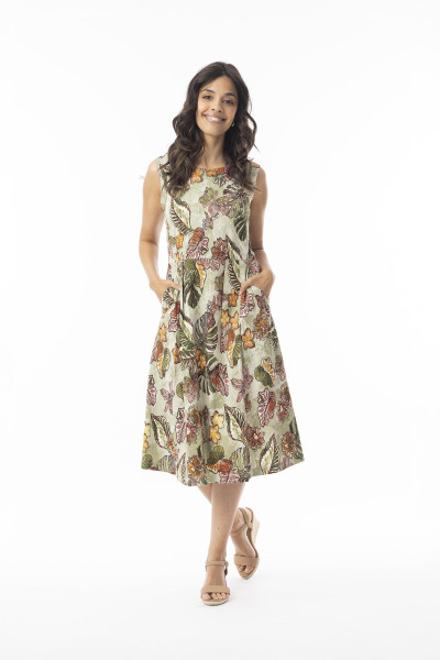 🌿 Orientique Lima Olive – kaunis hihaton mekko Australiasta